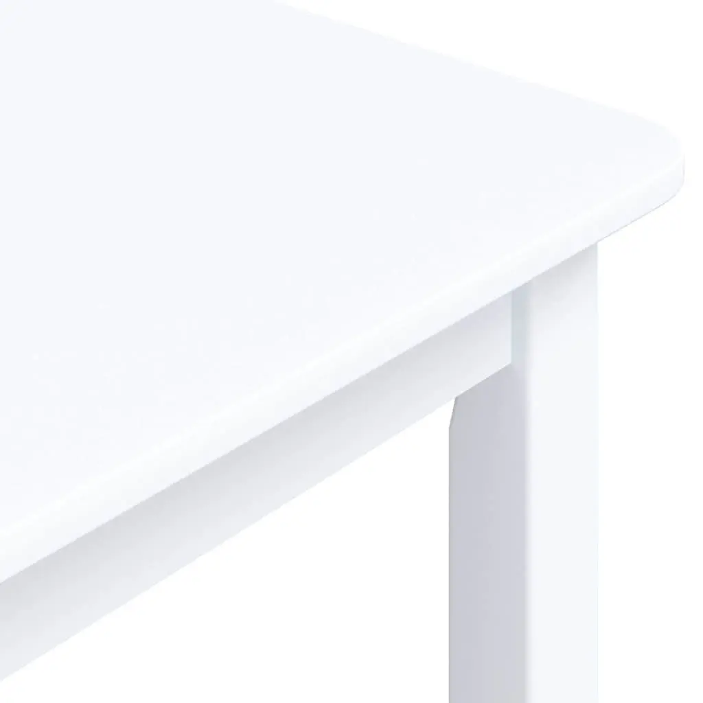 Dining Table Solid Rubber Wood 114x71x75cm Easy to Clean White Kitchen Furniture