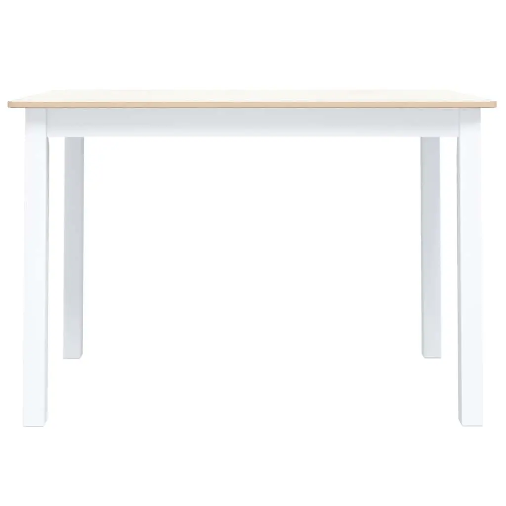 Dining Table White Brown 114x71x75cm Solid Rubber Wood Durable Frame Easy Maintenance