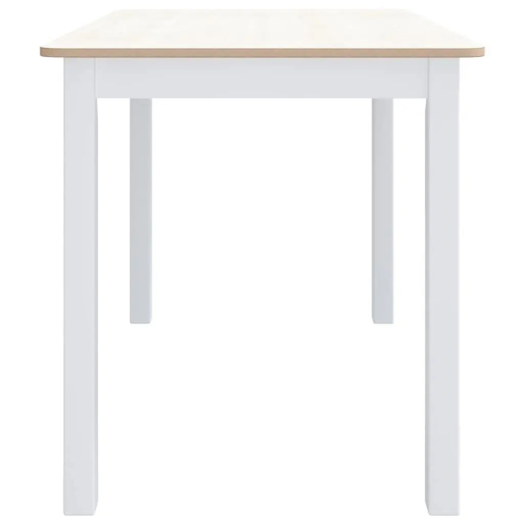 Dining Table White Brown 114x71x75cm Solid Rubber Wood Durable Frame Easy Maintenance