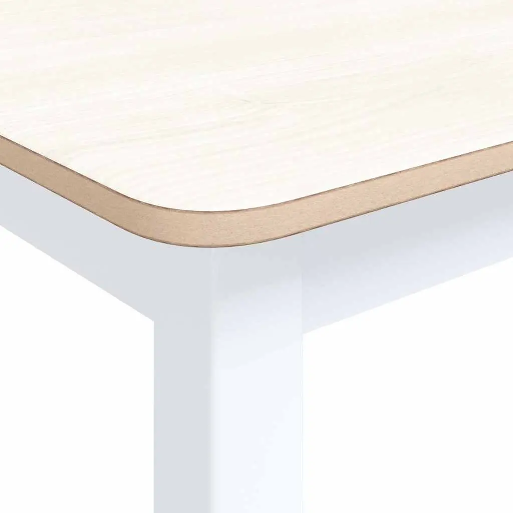 Dining Table White Brown 114x71x75cm Solid Rubber Wood Durable Frame Easy Maintenance