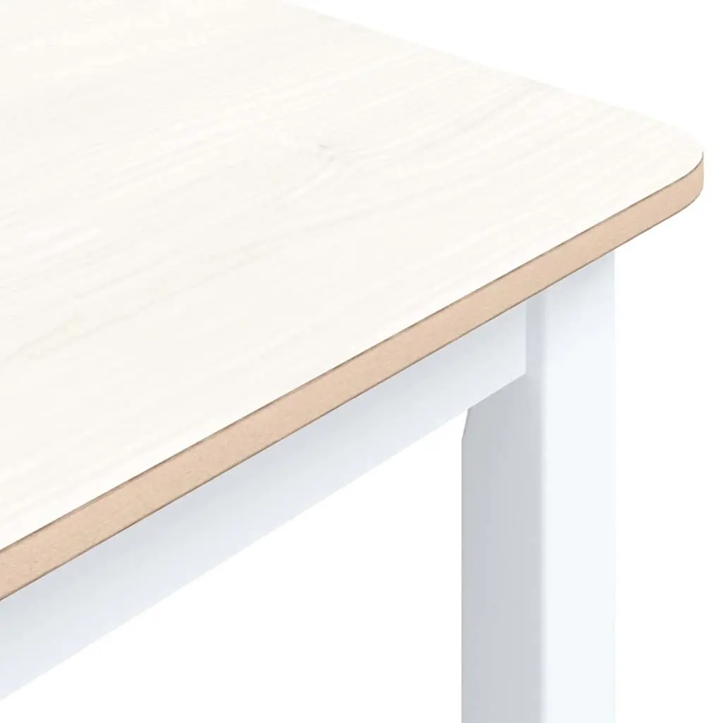 Dining Table White Brown 114x71x75cm Solid Rubber Wood Durable Frame Easy Maintenance