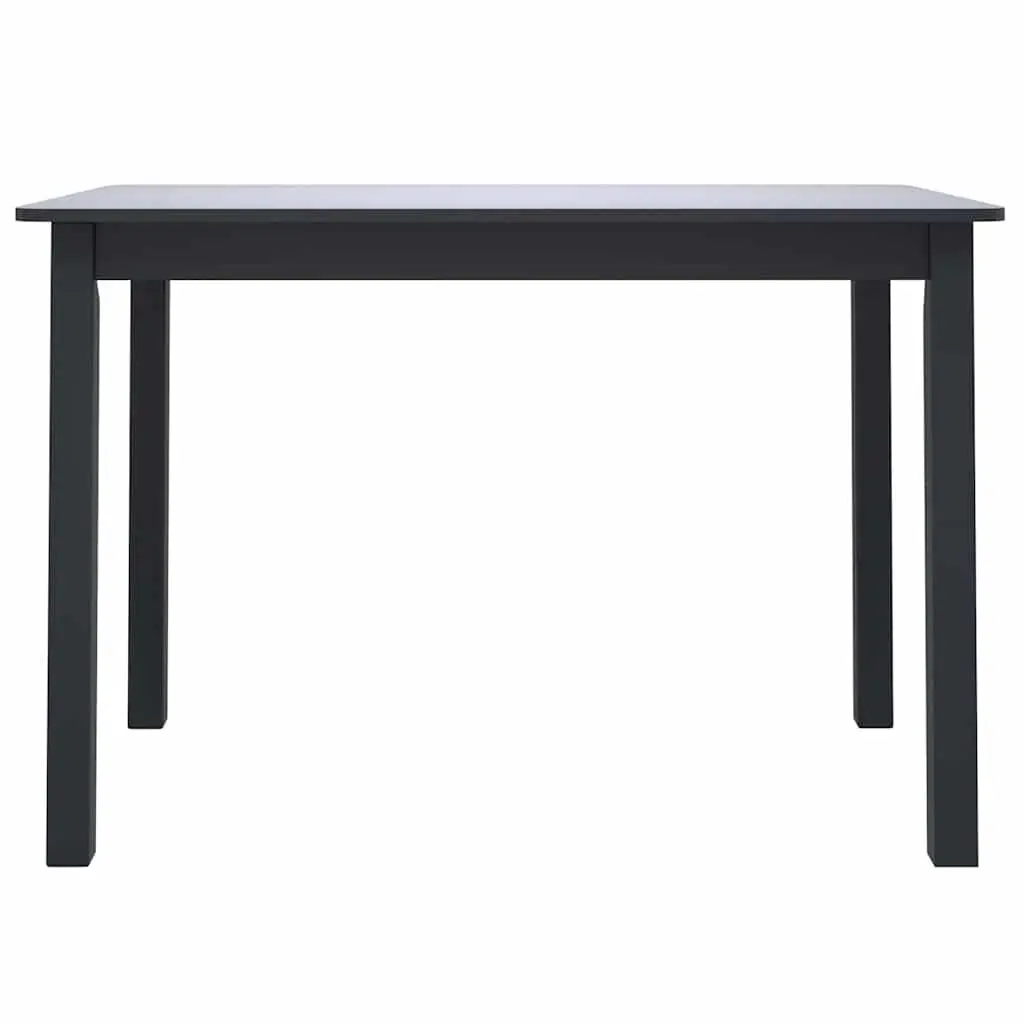 Dining Table Black 114x71x75 cm Solid Rubber Wood Frame MDF Top