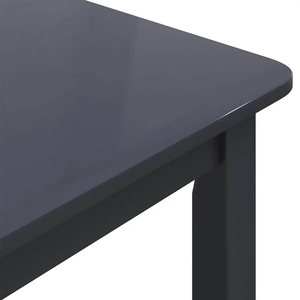 Dining Table Black 114x71x75 cm Solid Rubber Wood Frame MDF Top