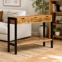 Compact Sideboard with 3 Drawers and Steel Frame