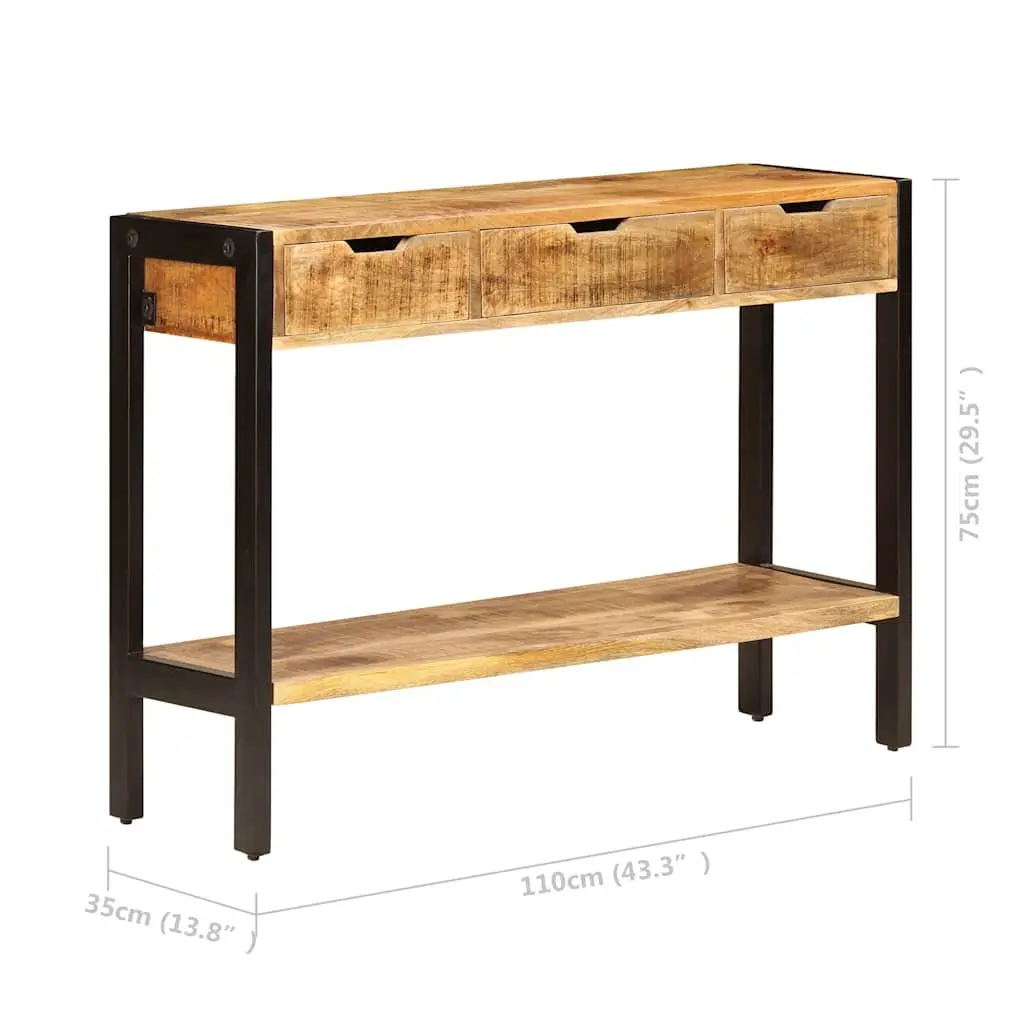 Sideboard Brown 110x35x75 cm Solid Mango Wood 3 Drawers Storage Cabinet