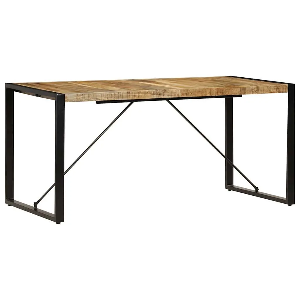 Dining Table 160x80x75cm Solid Mango Wood Industrial Kitchen Brown