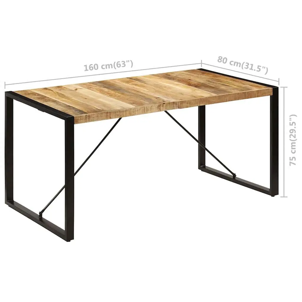 Dining Table 160x80x75cm Solid Mango Wood Industrial Kitchen Brown