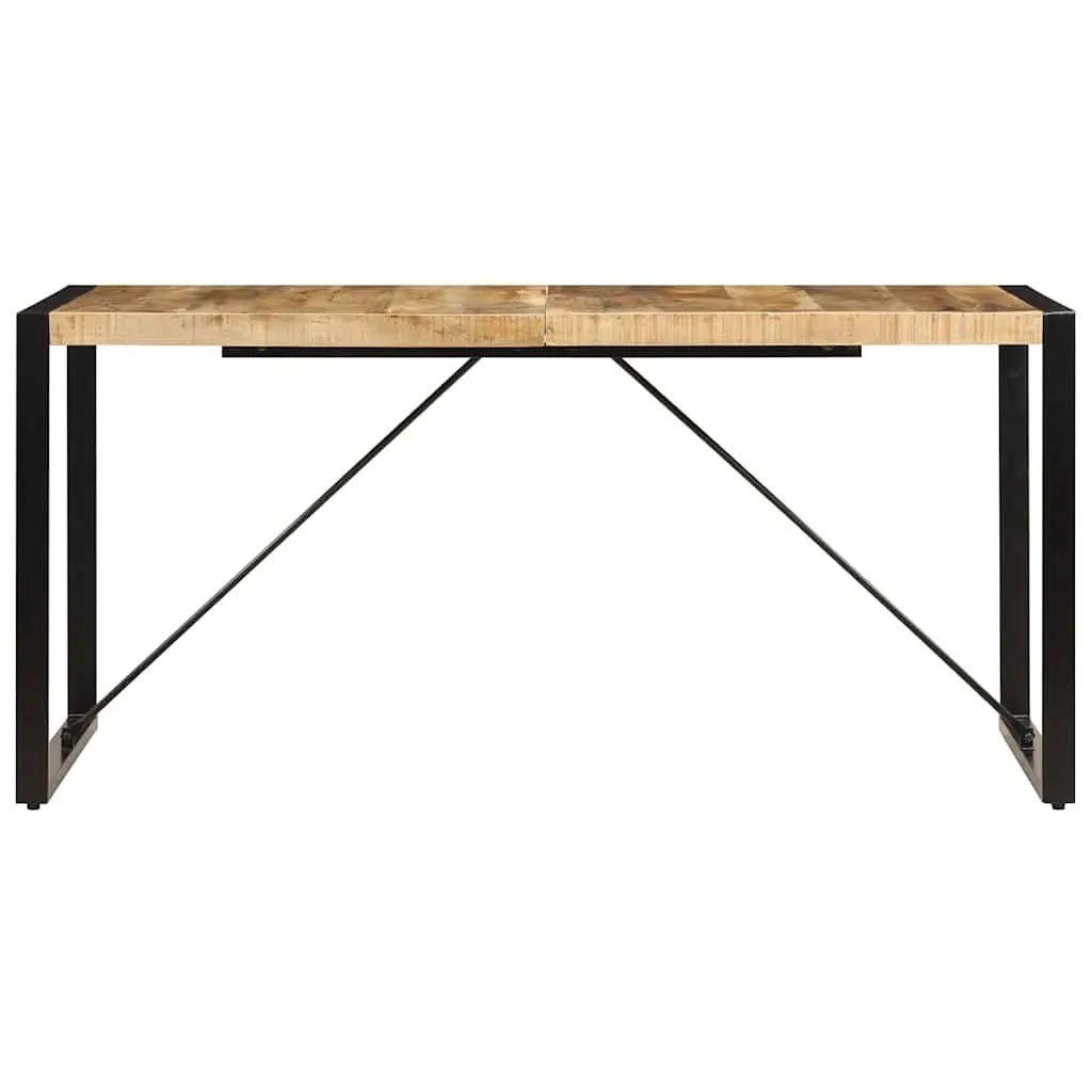 Dining Table 160x80x75cm Solid Mango Wood Industrial Kitchen Brown