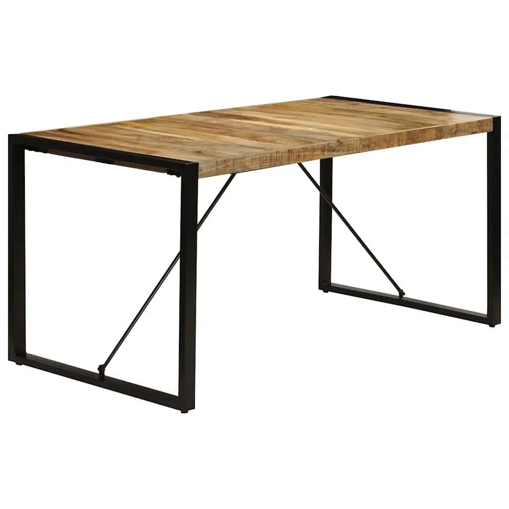 Dining Table 160x80x75cm Solid Mango Wood Industrial Kitchen Brown