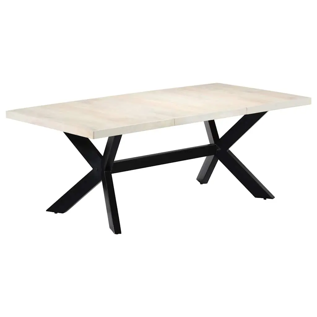 Dining Table White 200x100x75 cm Solid Mango Wood Modern Style