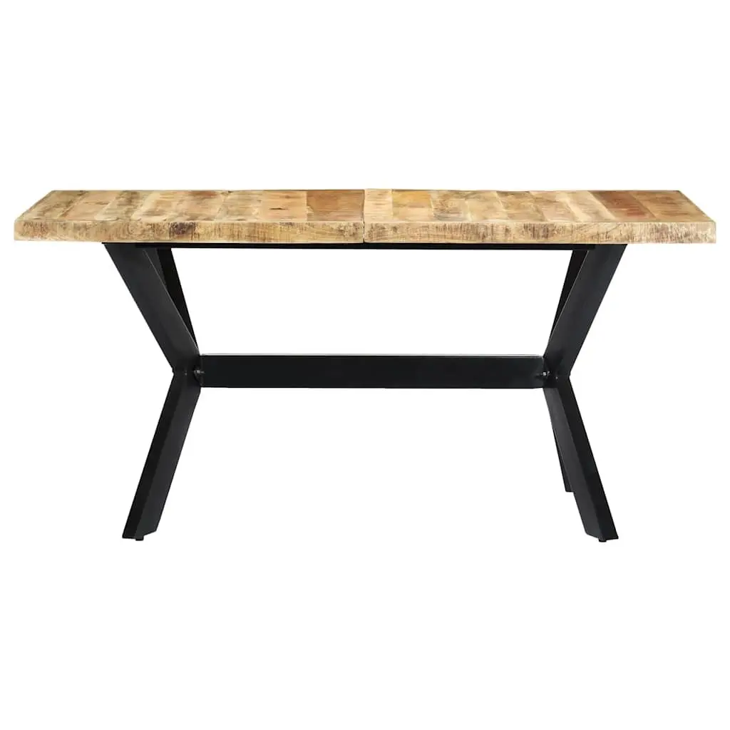 Dining Table Brown 160x80x75 cm Solid Rough Mango Wood Industrial Style