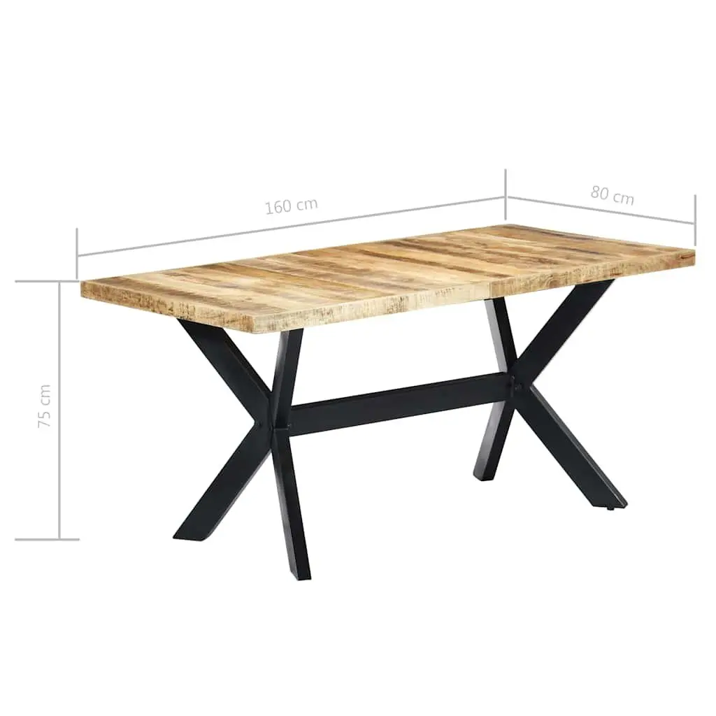 Dining Table Brown 160x80x75 cm Solid Rough Mango Wood Industrial Style