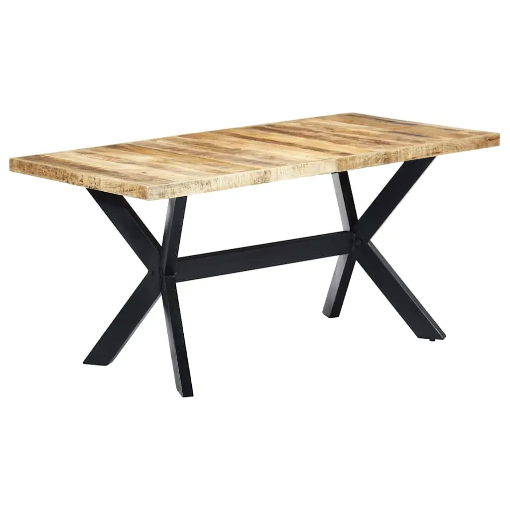 Dining Table Brown 160x80x75 cm Solid Rough Mango Wood Industrial Style