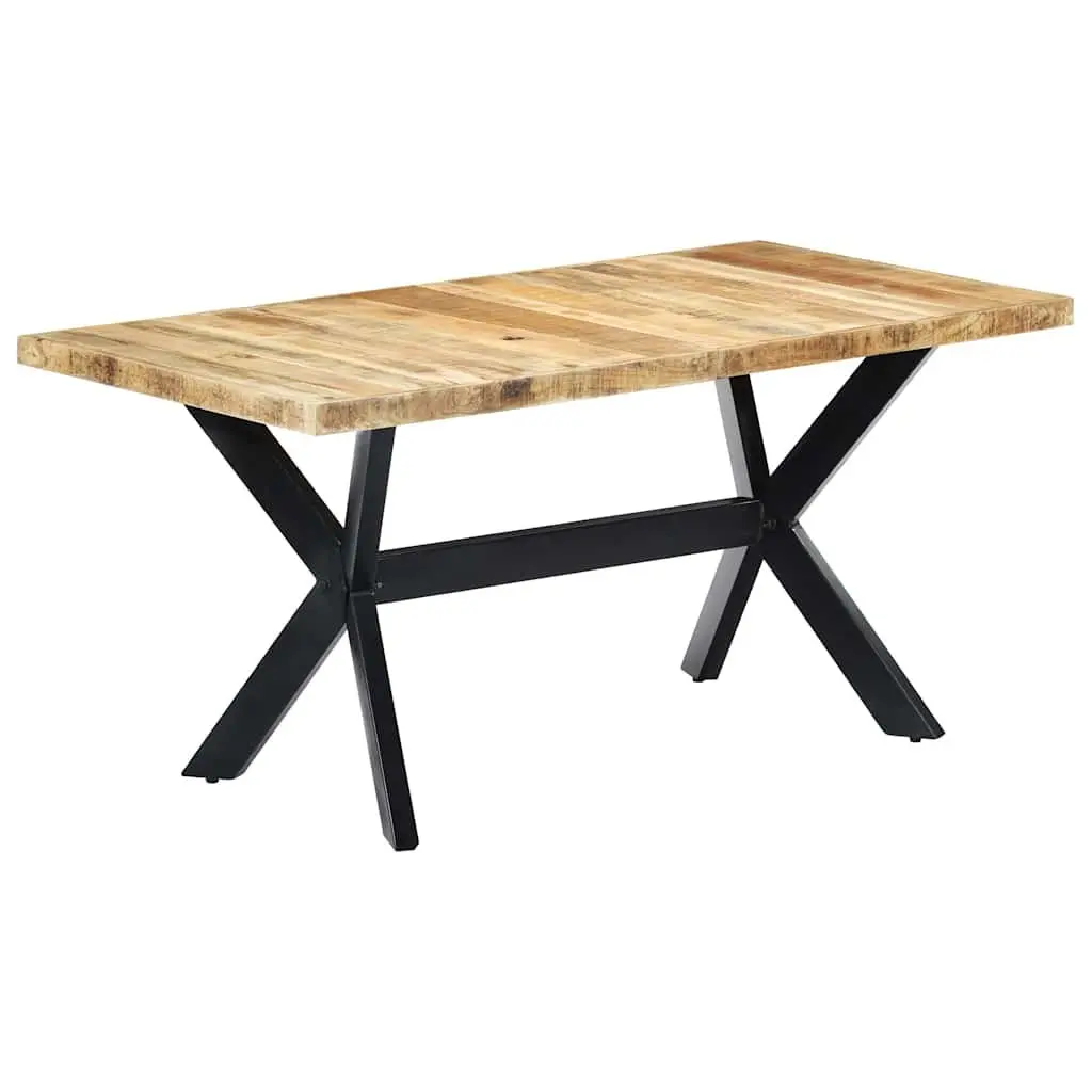 Dining Table Brown 160x80x75 cm Solid Rough Mango Wood Industrial Style