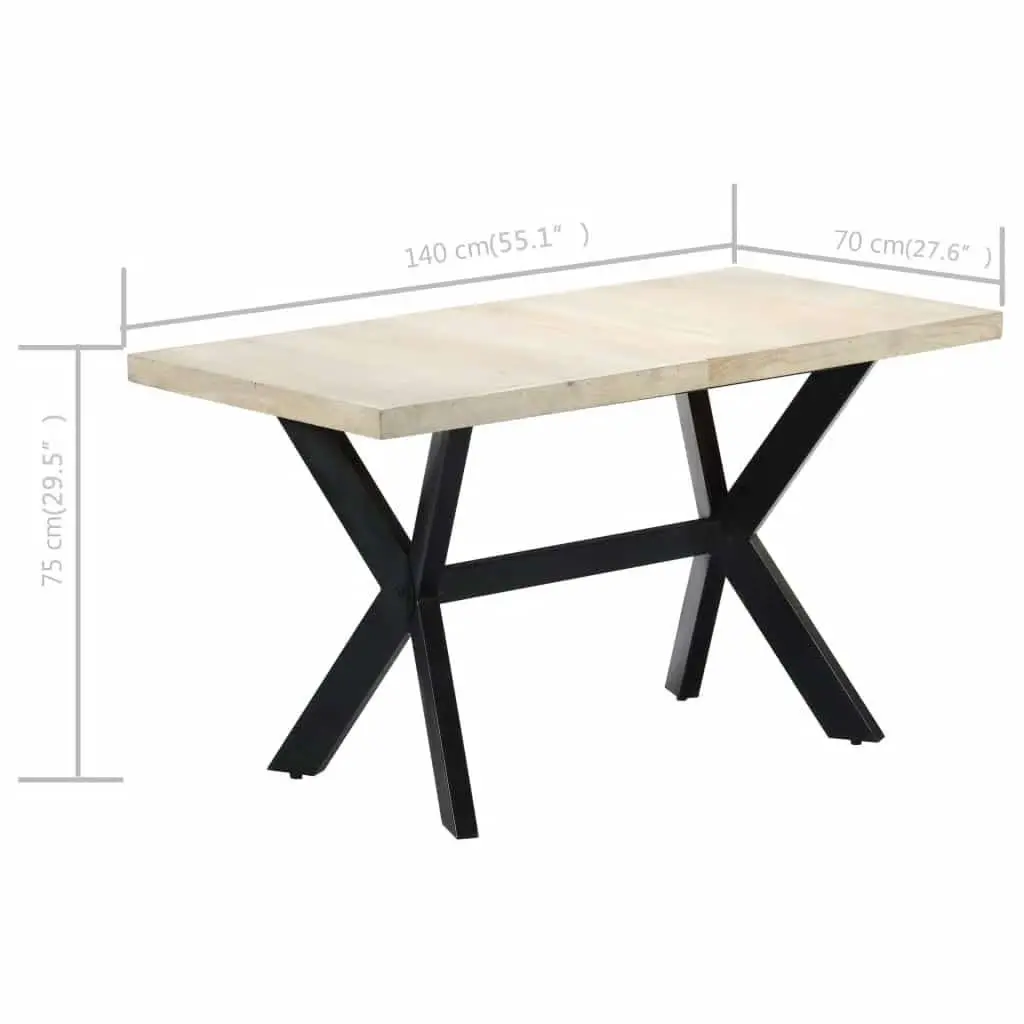 Dining Table 140x70x75cm Solid Mango Wood Kitchen Dining Room Furniture