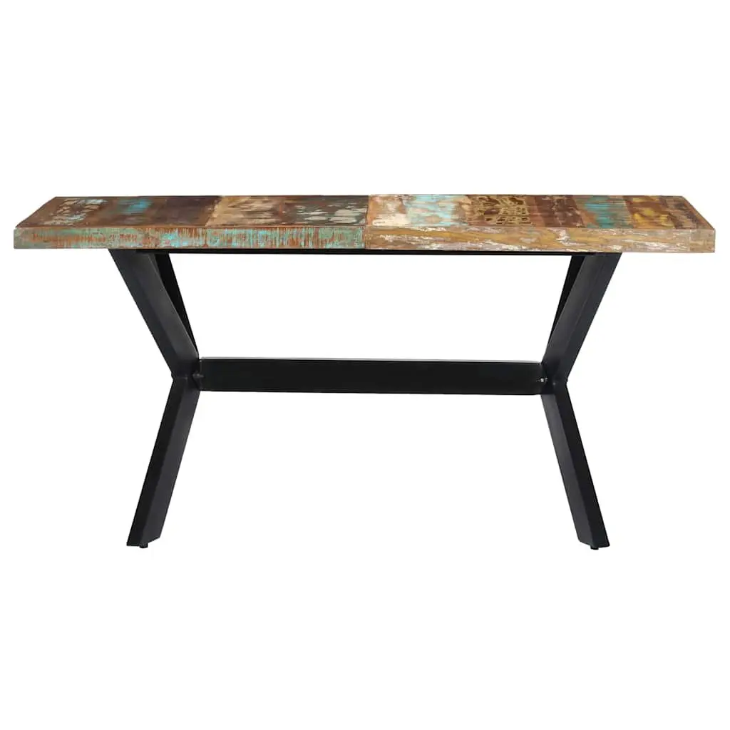 Dining Table Multicolour 140x70x75 cm Solid Reclaimed Wood Steel Frame Industrial Style