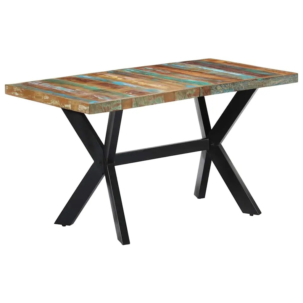 Dining Table Multicolour 140x70x75 cm Solid Reclaimed Wood Steel Frame Industrial Style
