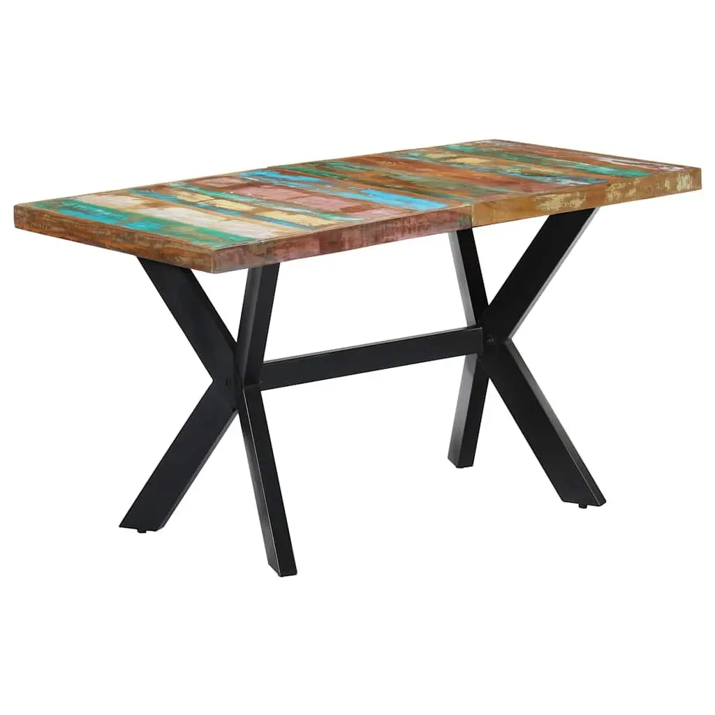Dining Table Multicolour 140x70x75 cm Solid Reclaimed Wood Steel Frame Industrial Style