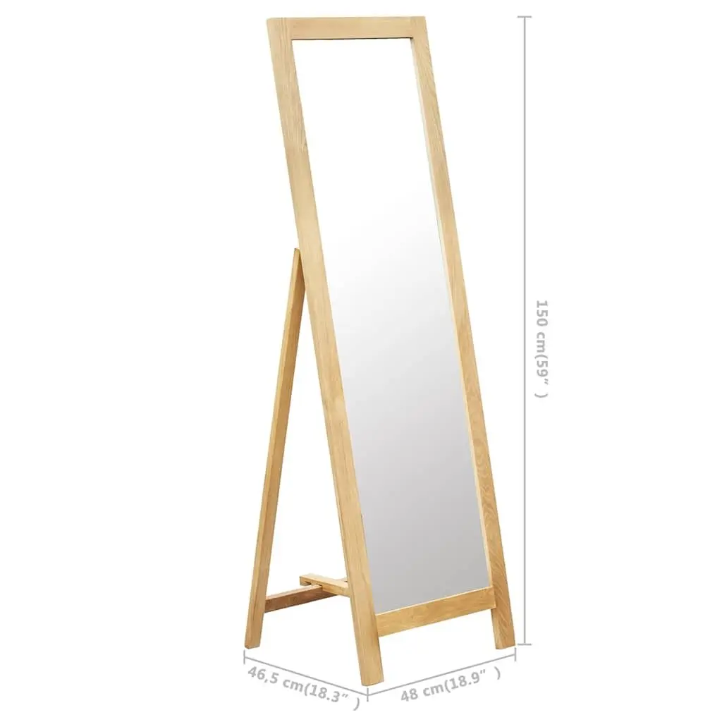 Freestanding Mirror Brown Solid Oak Wood Frame 150 cm Retro Style Rustic Decor