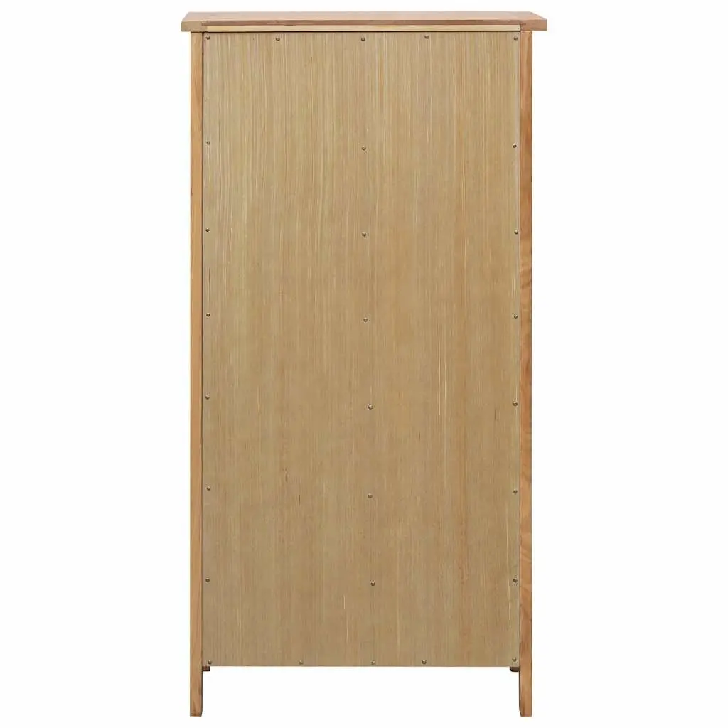 Solid Oak Wood Wine Cabinet Brown 7 Shelves Display Storage Organizer