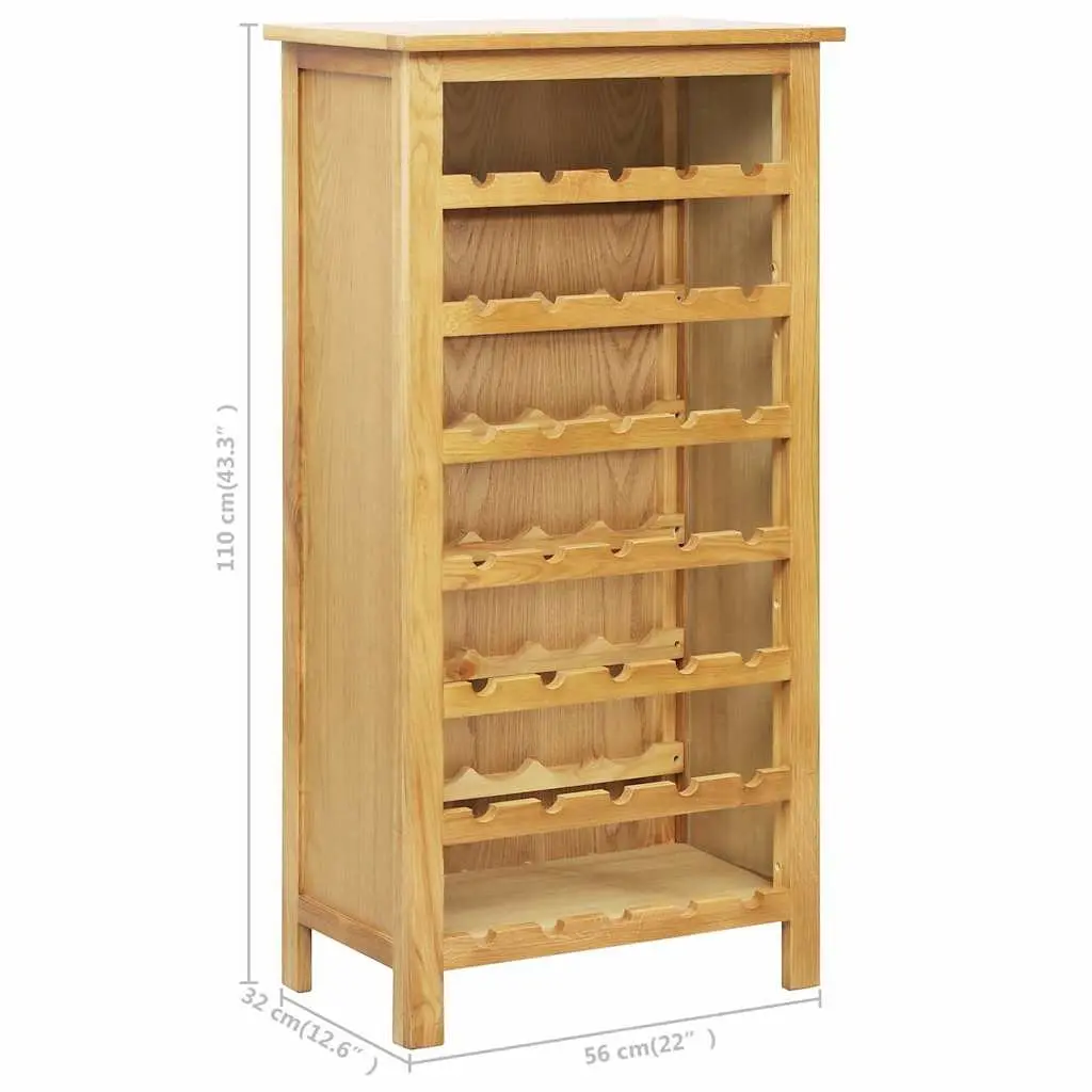 Solid Oak Wood Wine Cabinet Brown 7 Shelves Display Storage Organizer