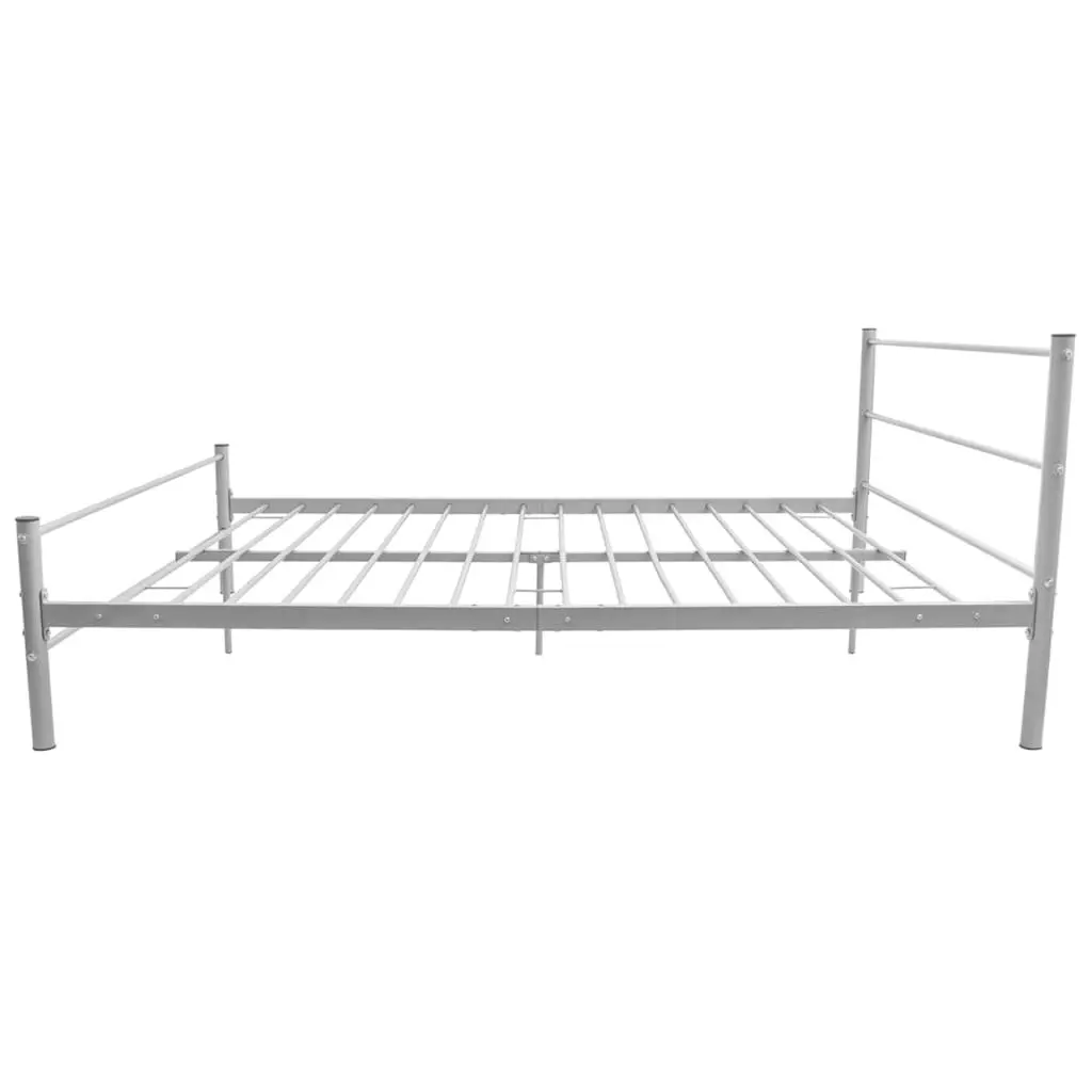Double Bed Frame Metal Grey Slatted Base Design No Mattress