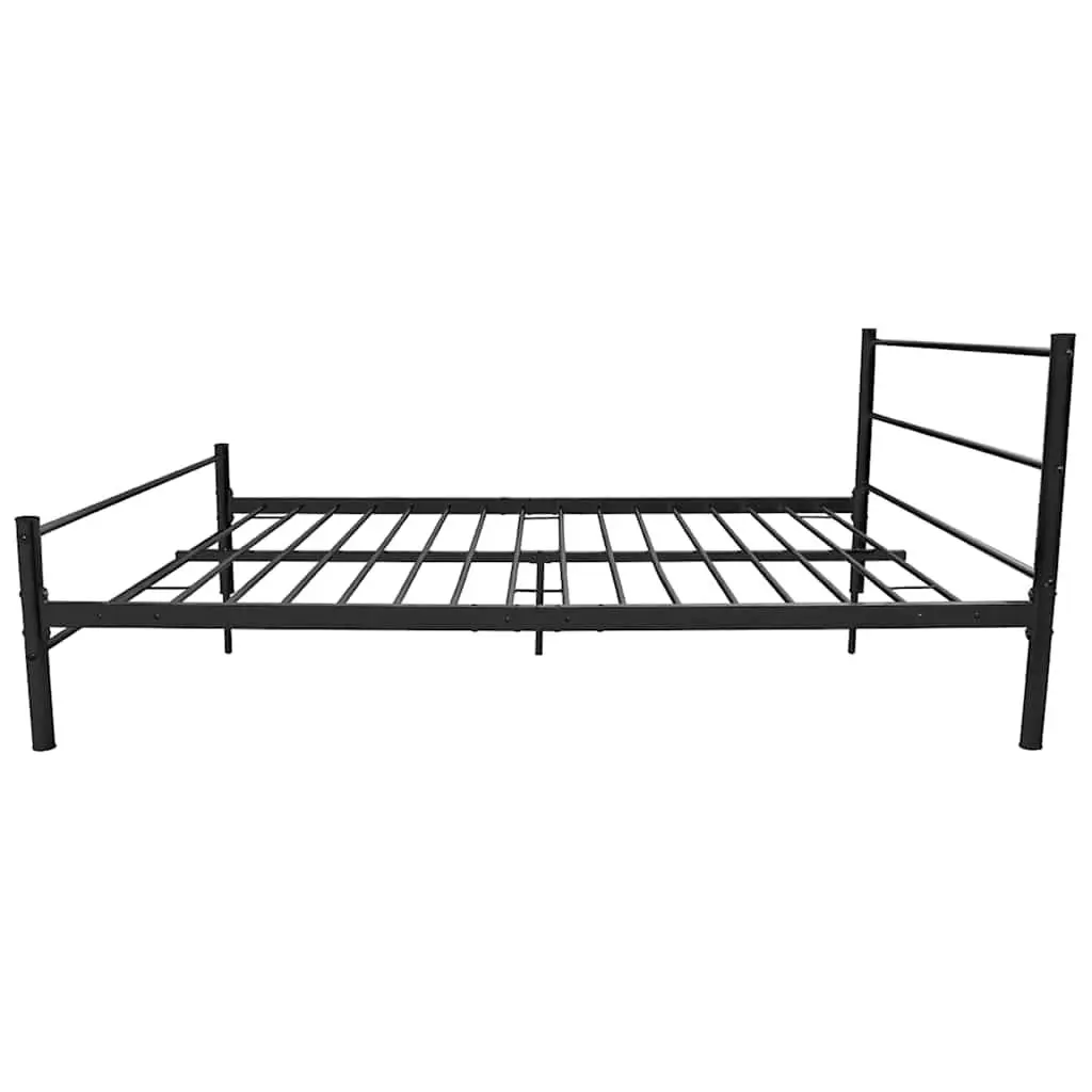 Double Bed Frame Black Metal Slatted Base Bedroom Furniture No Mattress