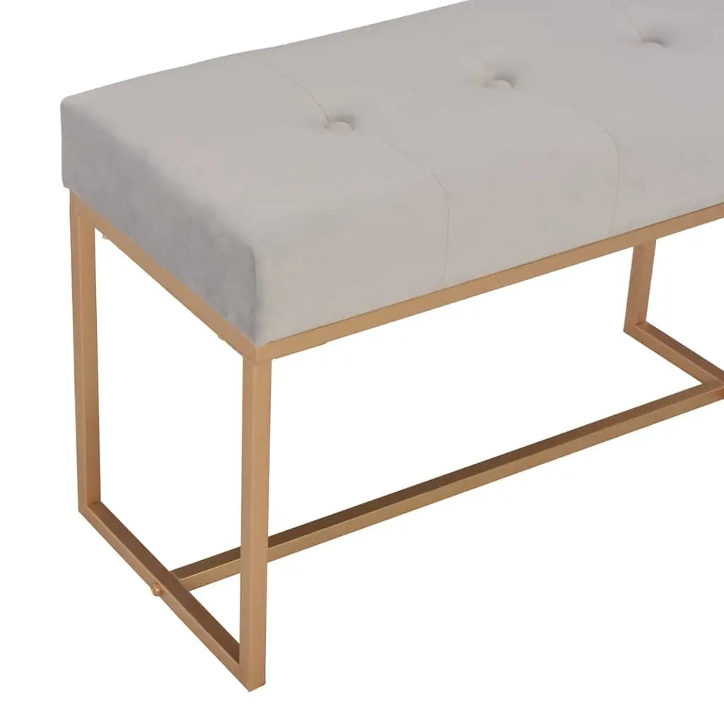 Bench Grey 80cm Velvet Upholstered Seating for Hallway Entryway Living Room