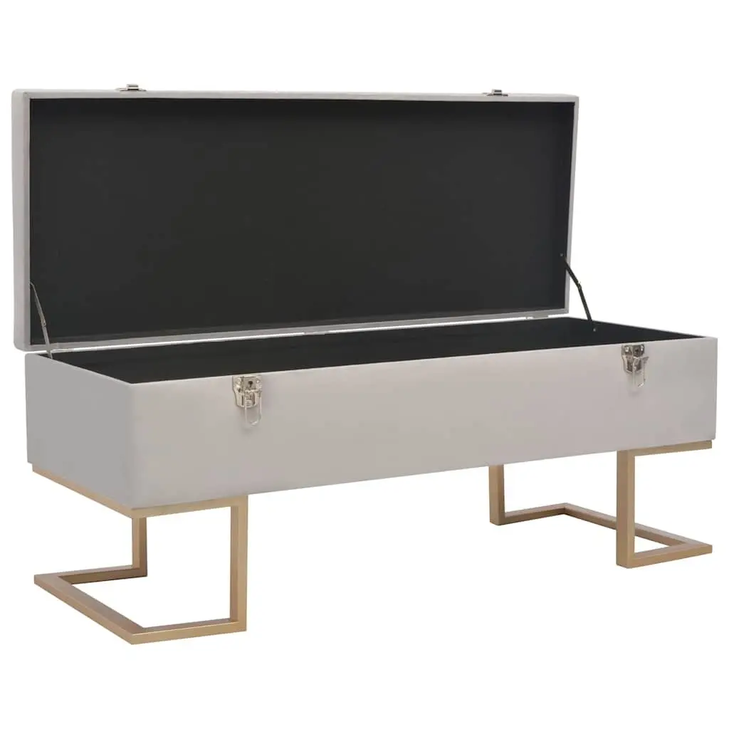 Storage Bench Grey Velvet 105cm Upholstered Interior Storage Compartment