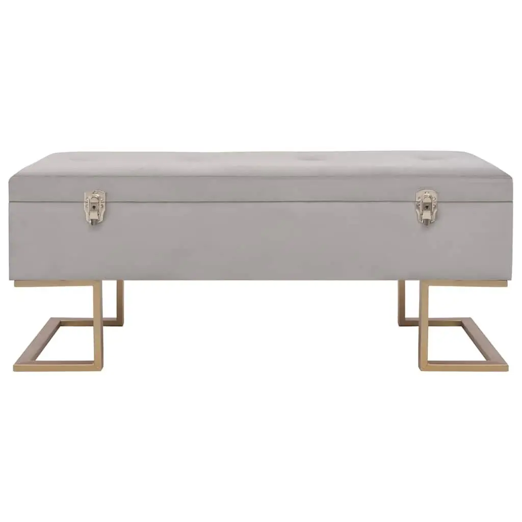 Storage Bench Grey Velvet 105cm Upholstered Interior Storage Compartment
