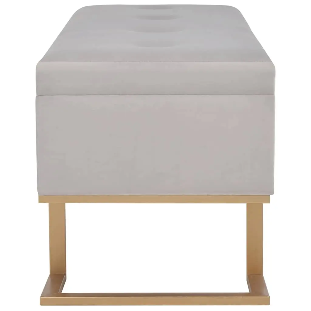 Storage Bench Grey Velvet 105cm Upholstered Interior Storage Compartment