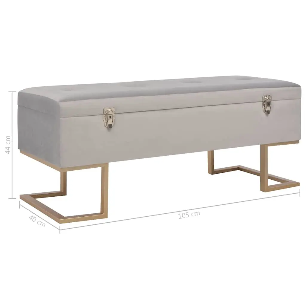 Storage Bench Grey Velvet 105cm Upholstered Interior Storage Compartment
