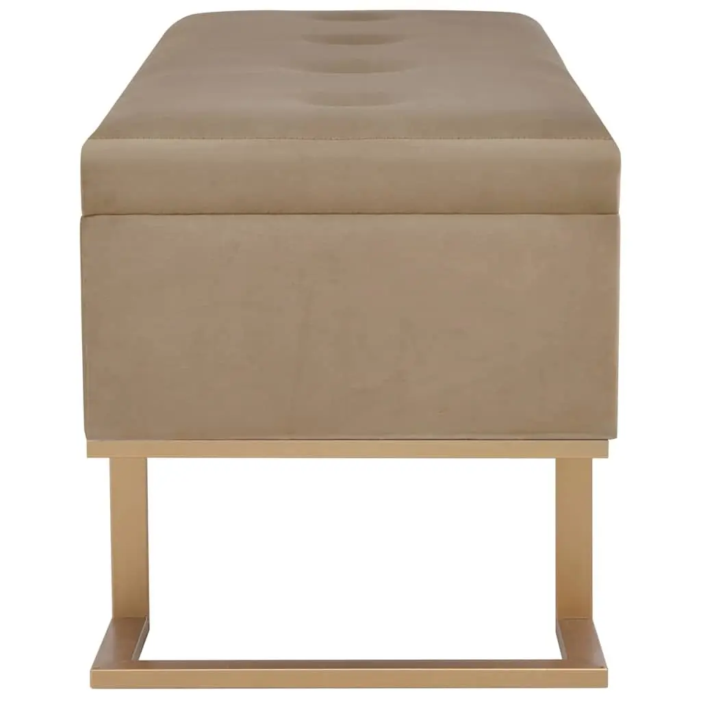 Storage Bench Beige Velvet 105 cm Upholstered Entryway Seating with Compartment