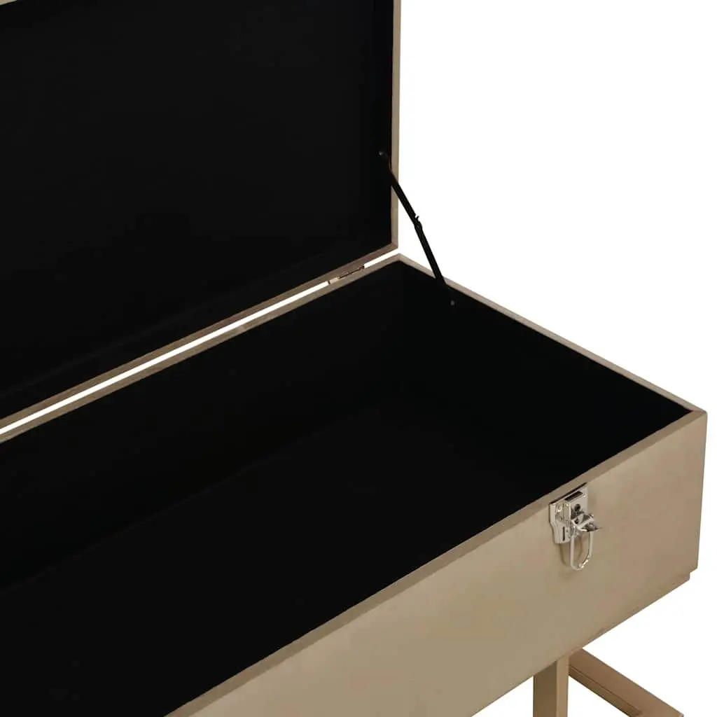 Storage Bench Beige Velvet 105 cm Upholstered Entryway Seating with Compartment