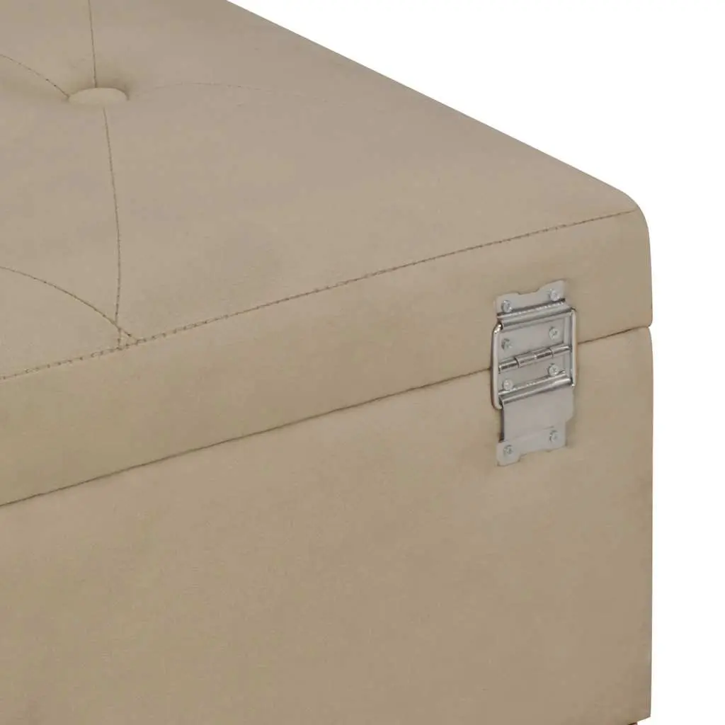 Storage Bench Beige Velvet 105 cm Upholstered Entryway Seating with Compartment