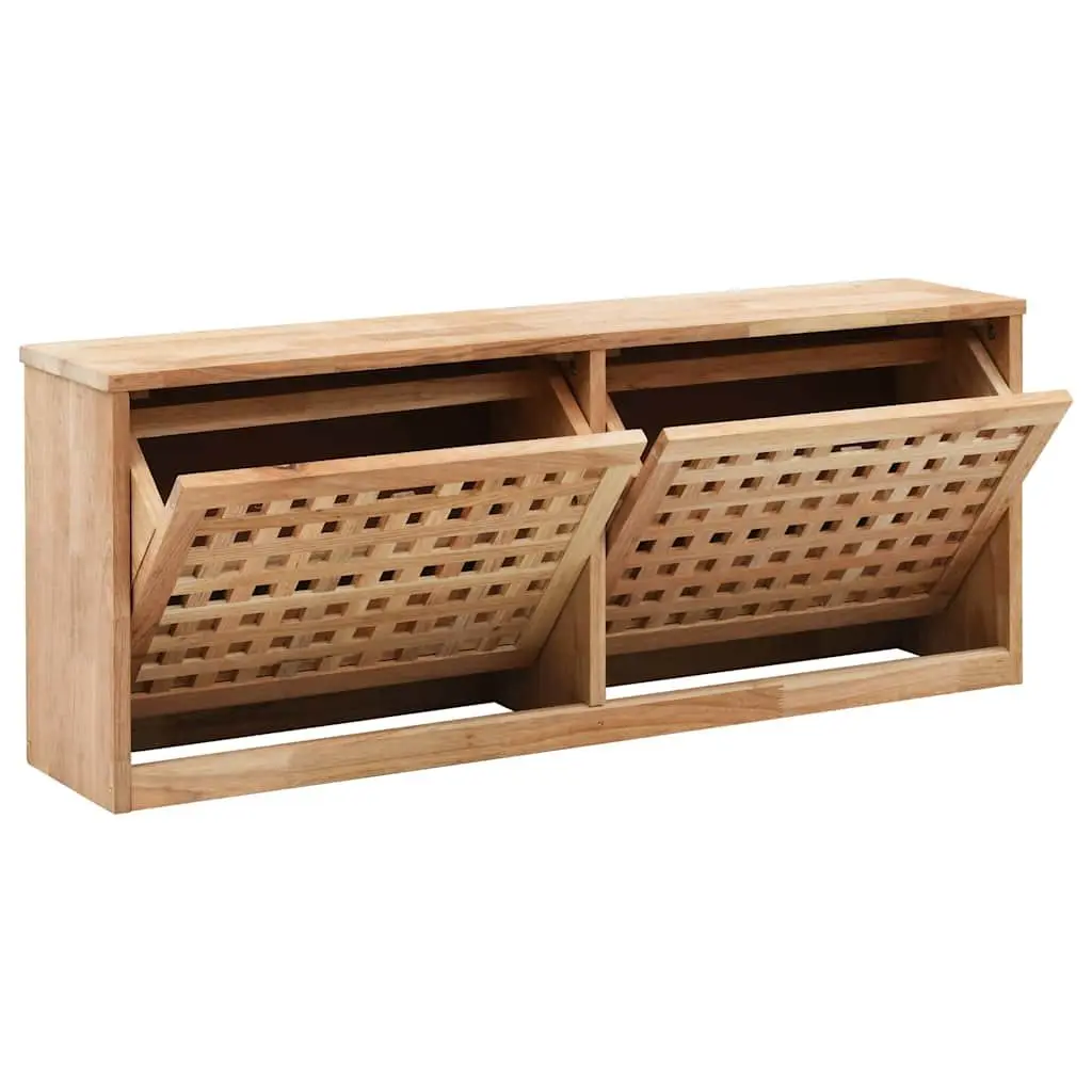 Wooden Shoe Storage Bench Brown Hallway Seating Organiser Lattice Design