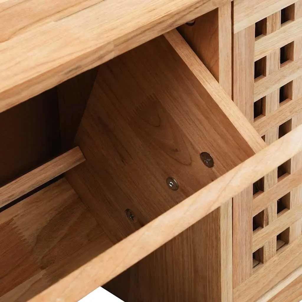 Wooden Shoe Storage Bench Brown Hallway Seating Organiser Lattice Design