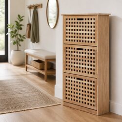 Compact Brown Shoe Storage Cabinet 55x20x104 cm
