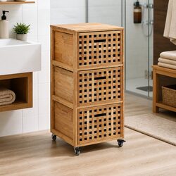 Bathroom Storage Cabinet 41x41x91cm Solid Walnut Wood Baskets Hallway Furniture