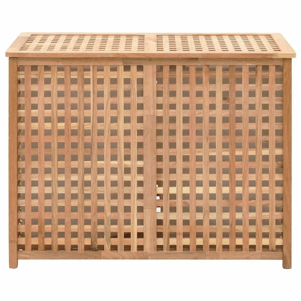 Wooden Laundry Bin with Two Compartments Brown Storage Basket Bedroom Bathroom