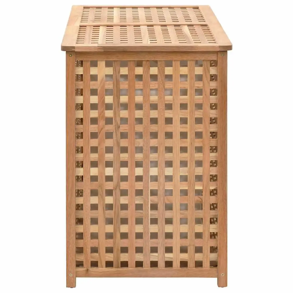 Wooden Laundry Bin with Two Compartments Brown Storage Basket Bedroom Bathroom