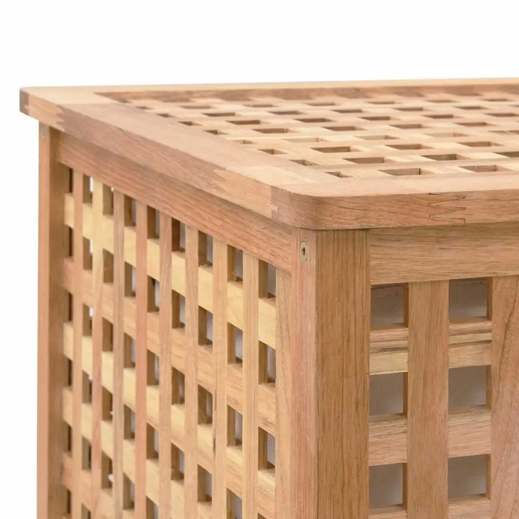 Wooden Laundry Bin with Two Compartments Brown Storage Basket Bedroom Bathroom