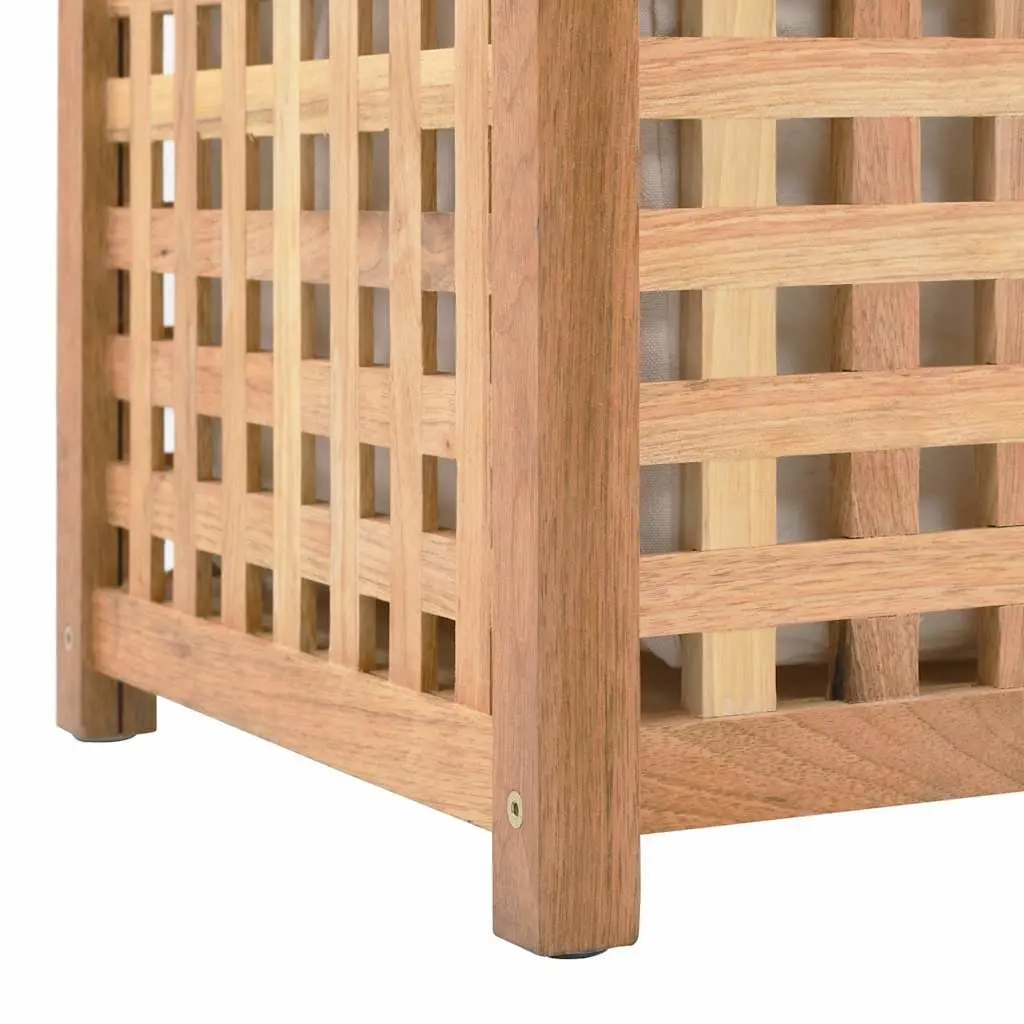 Wooden Laundry Bin with Two Compartments Brown Storage Basket Bedroom Bathroom