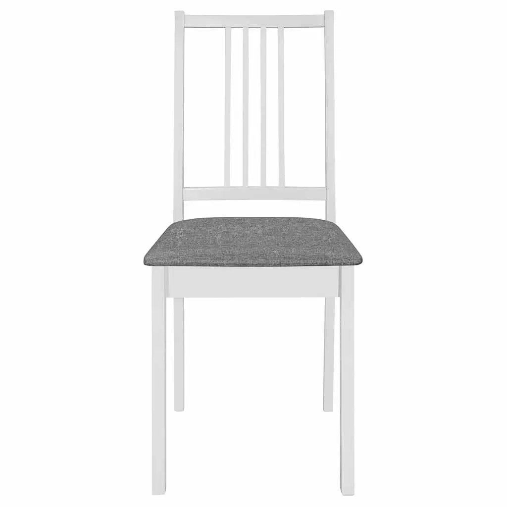 Dining Chairs White Solid Wood 4 Piece Cushioned Seating Set