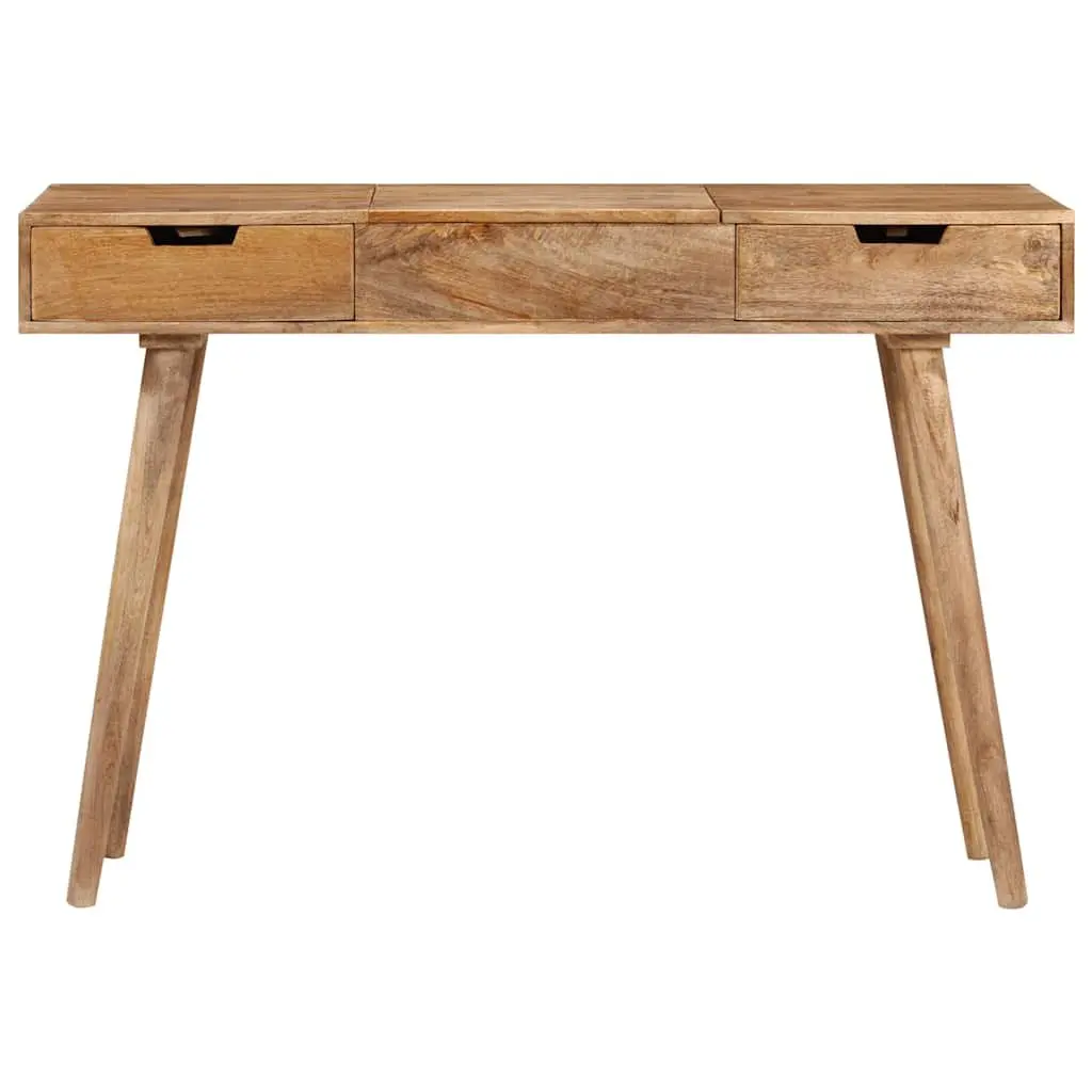 Dressing Table Brown 112x45x76 cm Solid Mango Wood with Mirror 2 Drawers 4 Compartments