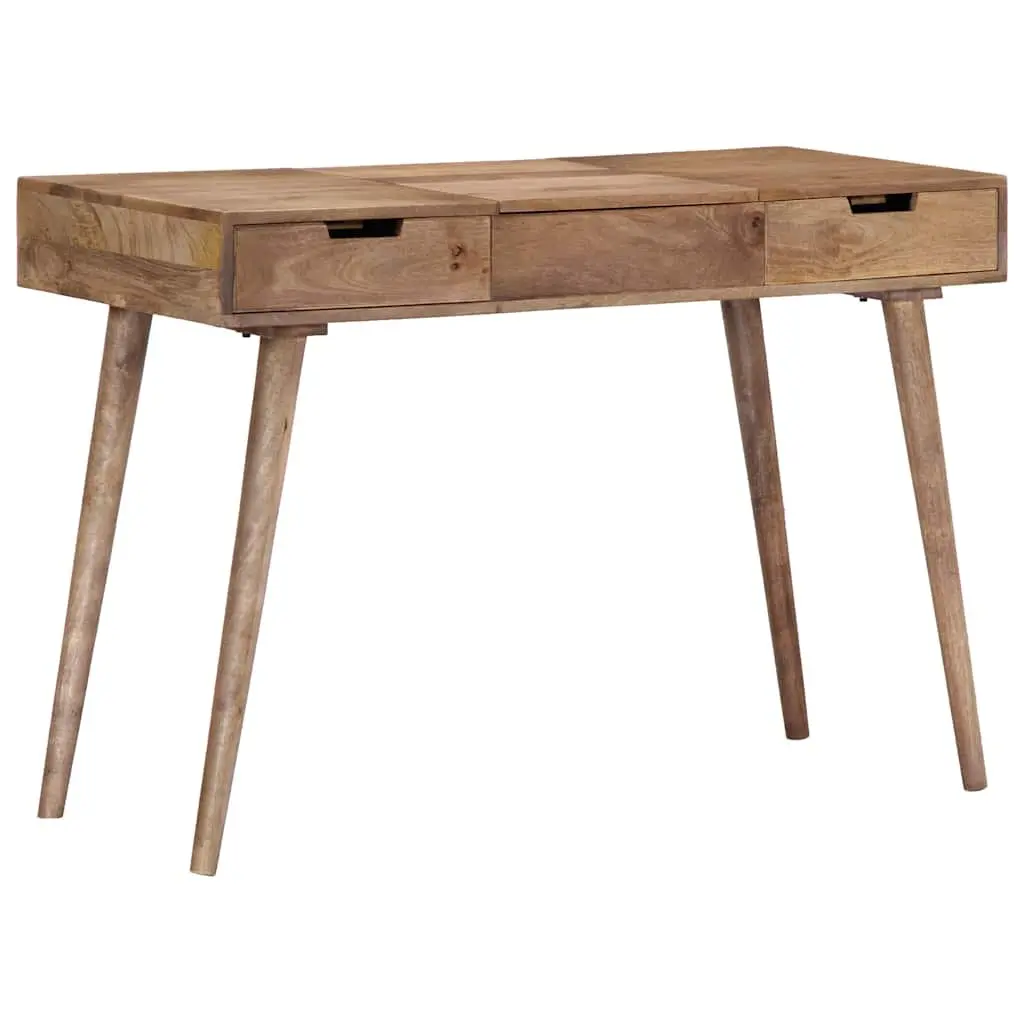 Dressing Table Brown 112x45x76 cm Solid Mango Wood with Mirror 2 Drawers 4 Compartments