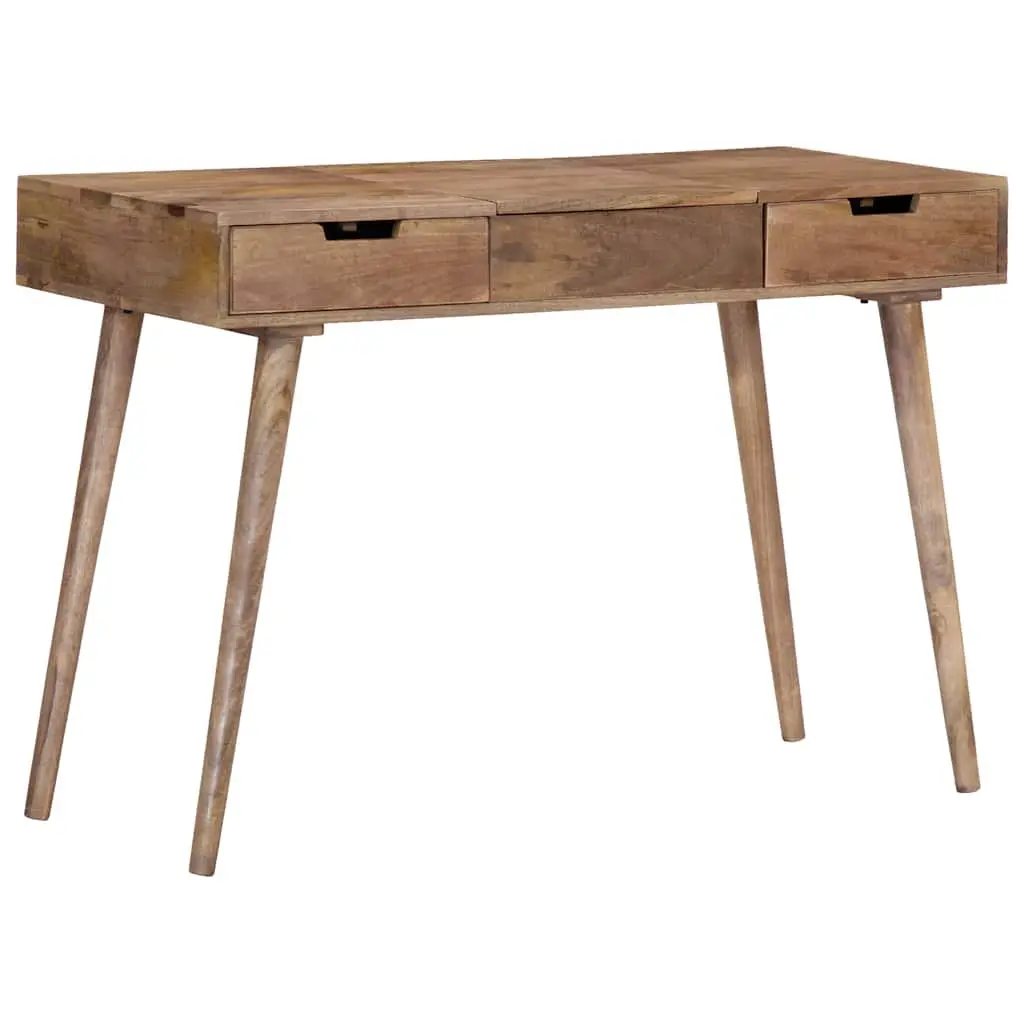 Dressing Table Brown 112x45x76 cm Solid Mango Wood with Mirror 2 Drawers 4 Compartments