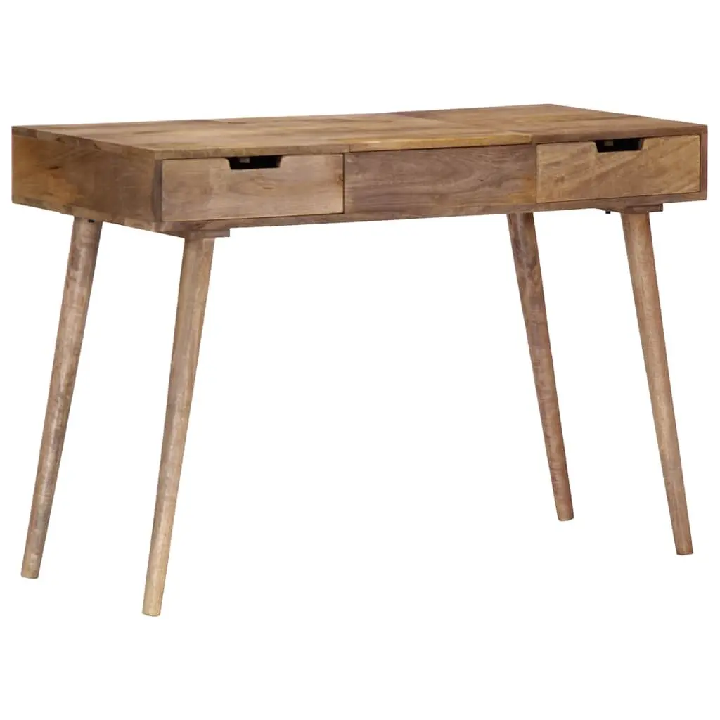 Dressing Table Brown 112x45x76 cm Solid Mango Wood with Mirror 2 Drawers 4 Compartments