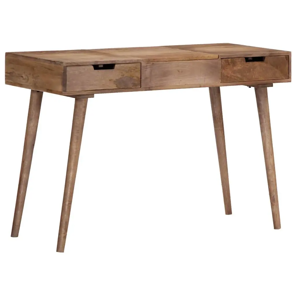 Dressing Table Brown 112x45x76 cm Solid Mango Wood with Mirror 2 Drawers 4 Compartments