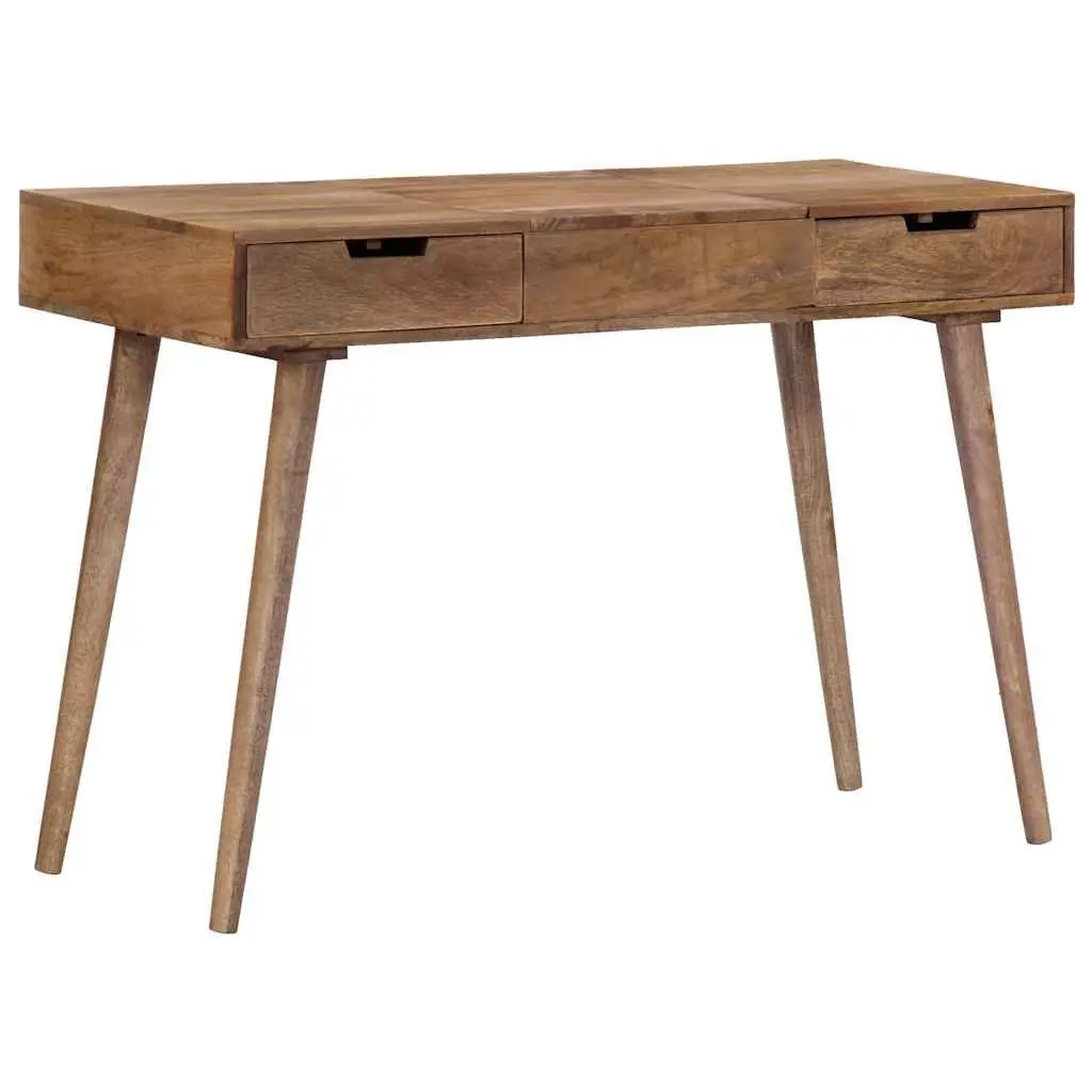 Dressing Table Brown 112x45x76 cm Solid Mango Wood with Mirror 2 Drawers 4 Compartments